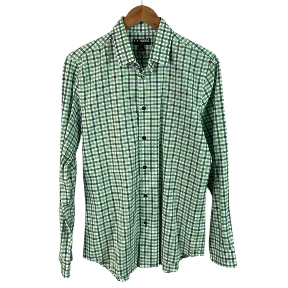 BF864 Men’s Express Modern Fit Plaid Pattern Business Dress Shirt 15-15.5 M